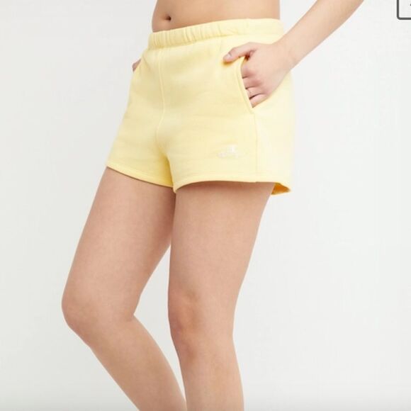 CHAMPION CLASSIC FLEECE SHORTS, HIGH-RISE, 3" YELLOW XL NWT - Picture 2 of 6